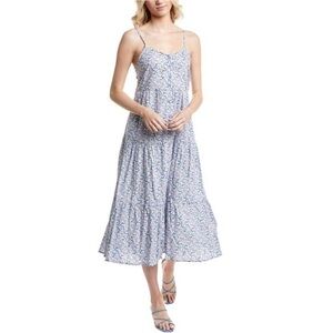 Marion Lavender Floral Button Down Midi Dress. Size S